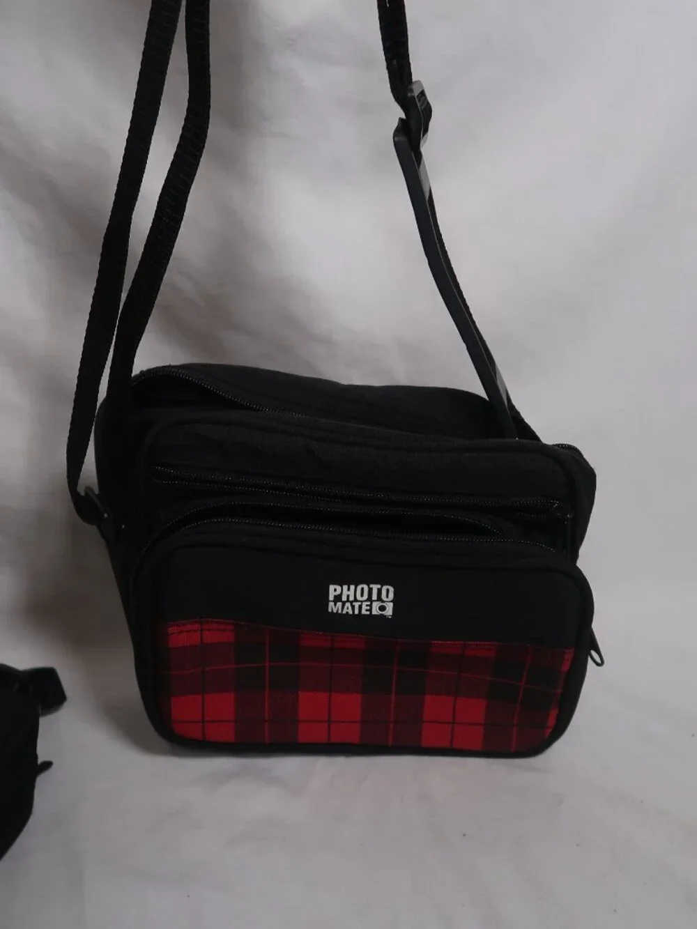 Bundle of 2 Camera Bags : Photo Mate Red Plaid Camera Bag and Samsonite black